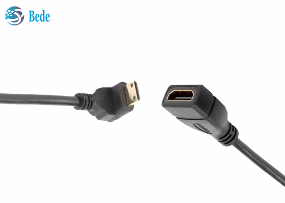 Двинутый под углом мини мужчина HDMI к направлениям соединителя 4 переходника кабеля HDMI женским Вверх-Вниз-Лев-правым