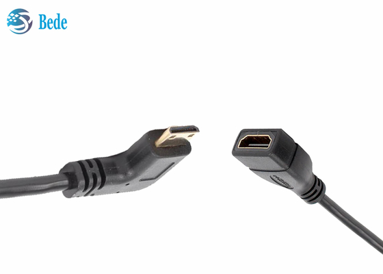 Двинутый под углом мини мужчина HDMI к направлениям соединителя 4 переходника кабеля HDMI женским Вверх-Вниз-Лев-правым