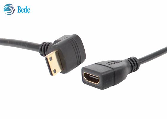 Двинутый под углом мини мужчина HDMI к направлениям соединителя 4 переходника кабеля HDMI женским Вверх-Вниз-Лев-правым
