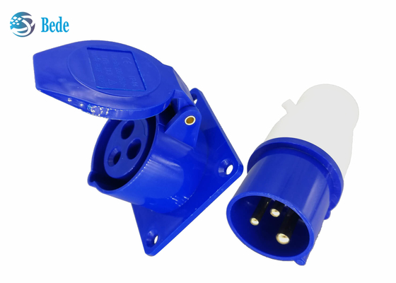 3 Pins Industrial Plug And Socket Kits Panel Mounted Type Waterproof IP44 220-250V 16A