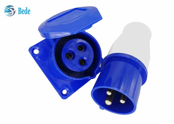 3 Pins Industrial Plug And Socket Kits Panel Mounted Type Waterproof IP44 220-250V 16A