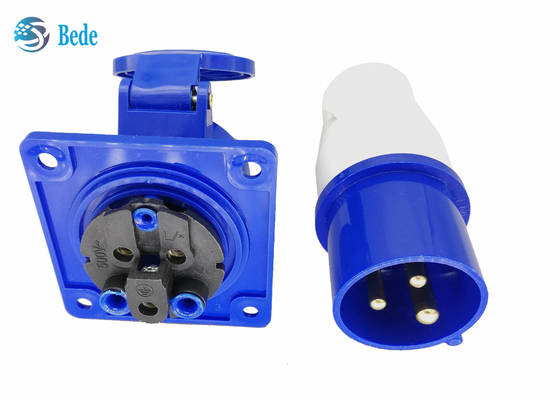 3 Pins Industrial Plug And Socket Kits Panel Mounted Type Waterproof IP44 220-250V 16A