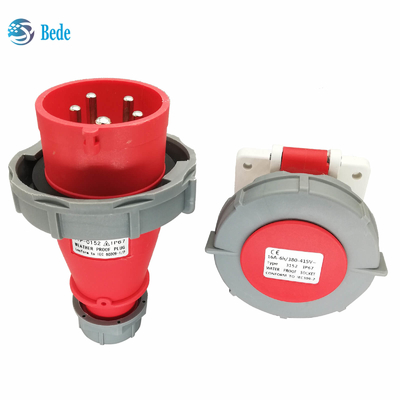Водоустойчивые промышленные гнезда 5Pins тип установки панели 16Amp и 32Amp 3P+N+E штепсельной вилки IP67