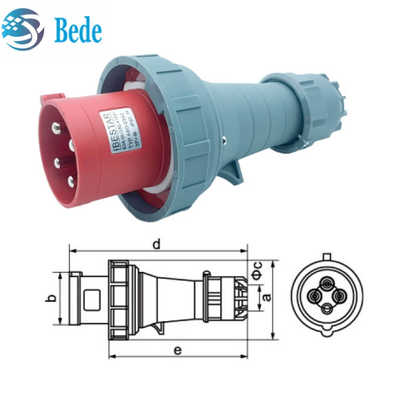 Прочный высокопоточный 63A / 125 Amp Промышленные розетки и розетки 3P + E IP67