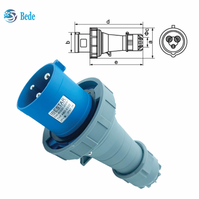 IP67 Промышленный розетка 3Pins предназначена для 220 ~ 250V 63A / 125A типа настенного монтажа